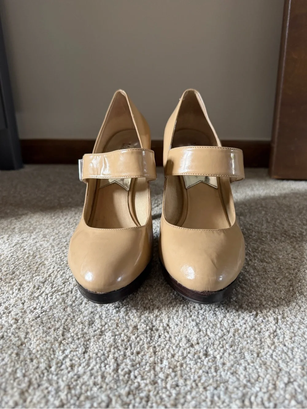 Michael Kors Beige Patent Mary Jane Pumps